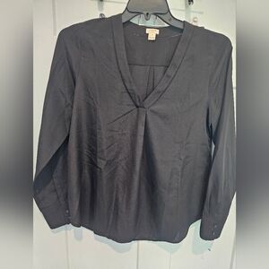 J.Crew Black Long Sleeve V-Neck Blouse – Size Medium
